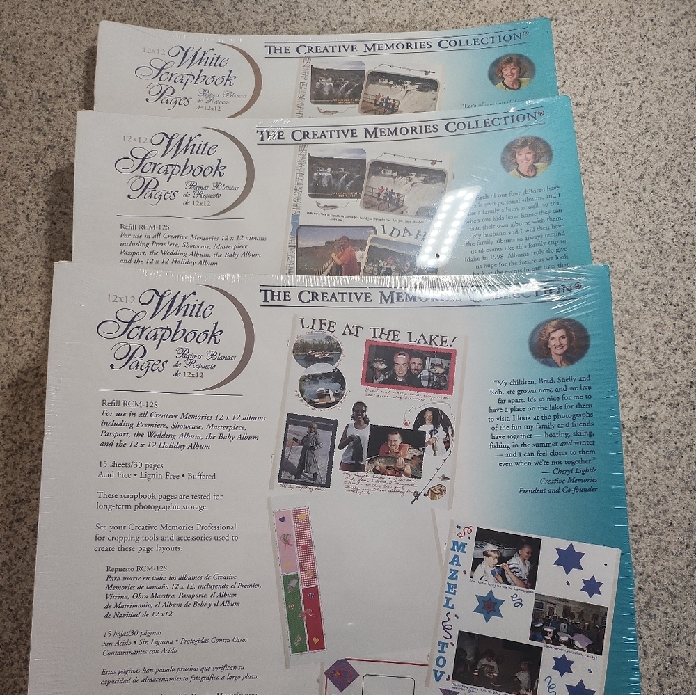 (3) Pkgs. NEW Creative Memories 12x12 White Old Style Refill Pages (45) RCM-12S